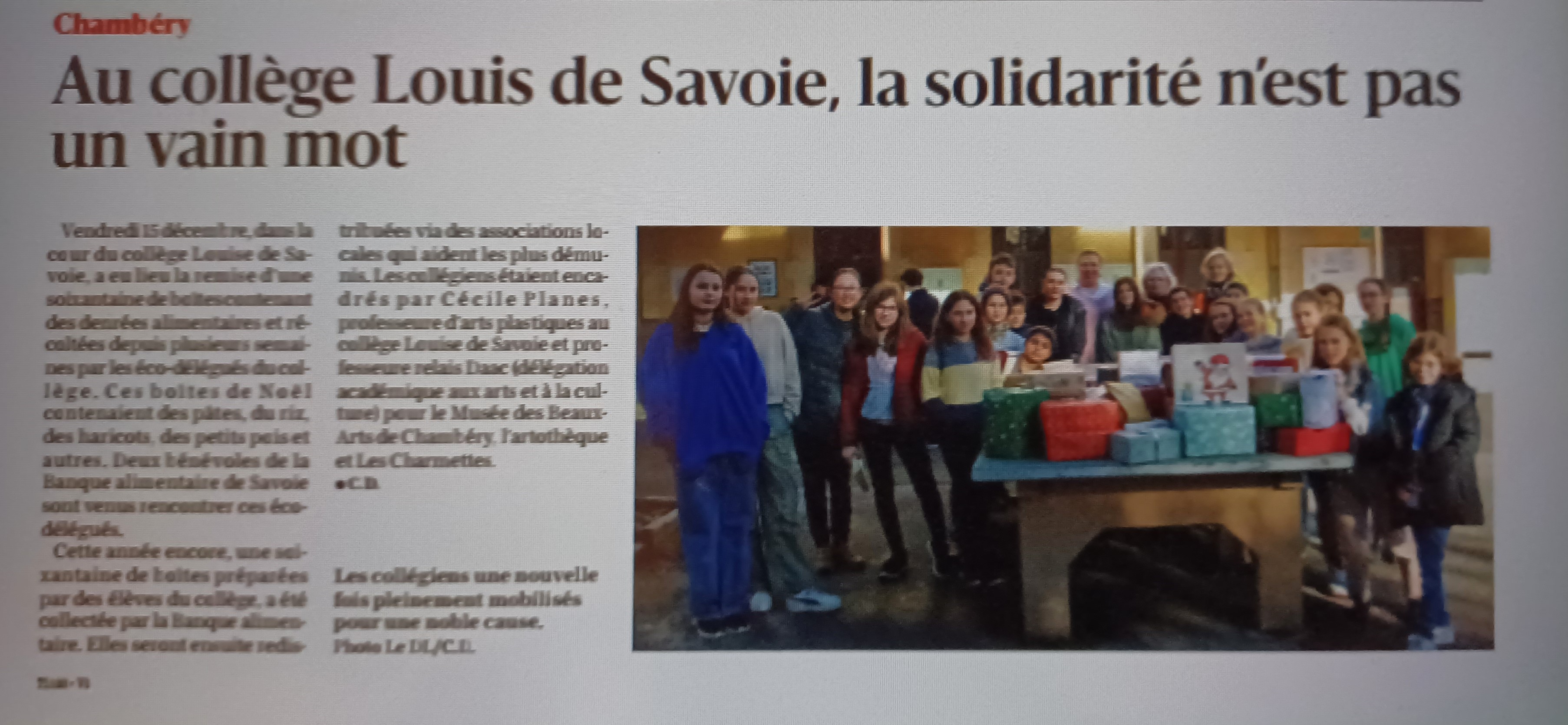Au collège Louise de Savoie, la solidarité n'est pas un vain mot.